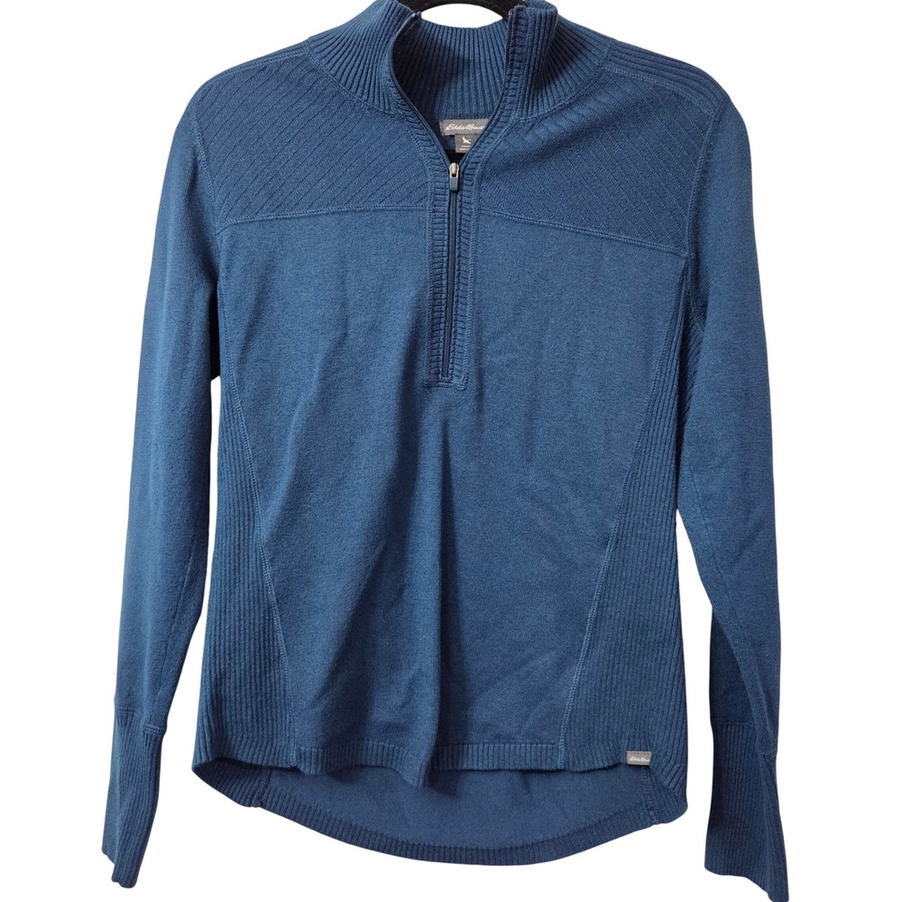 Eddie Bauer womens blue 1/4 zip mock neck sweater Womens'‎ Medium